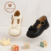 تصویر کفش بچه‌گانه دخترانه پاپیونی وارداتی | راحت، چرمی و شیک برای مهمانی و روزمره 