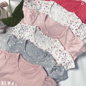 تصویر بادی آستین کوتاه دخترانه سایز ۹ تا ۱۲ ماه 