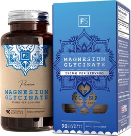 تصویر FS Magnesium Glycinate Capsules | 1250mg of Glycinate Providing 250mg of Pure Elemental Magnesium Per Serving | 90 Vegan Caps | Magnesium Supplement | Non-GMO, Gluten & Allergen Free | Made in The UK 90 Count (Pack of 1) 