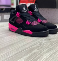 تصویر کفش اسپرت زنانه برند نایک مدل جردن 4 بلک پینک NIKE JORDAN 4 Black Pink کد 100085 