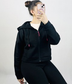 تصویر سویشرت کراپ ورزشی زنانه کریویت CRIVIT Crop Sweatshirt مشکی 