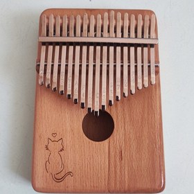 تصویر کالیمبا چوبی کالی مون طرح گربه رنگ قهوه ای 