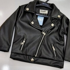 تصویر کت تک چرم بچگانه دورنگ مشکی و قهوه ای - قهوه ای / ۵ 