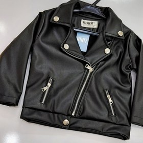 تصویر کت تک چرم بچگانه دورنگ مشکی و قهوه ای - قهوه ای / ۵ 