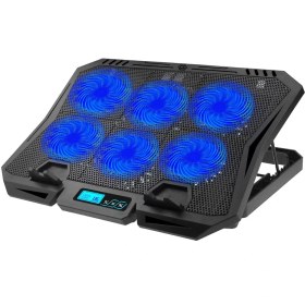 تصویر کول پد گیمینگ X6A X6A 7-Gear Height Laptop Cooling Pad 6-Fan Notebook Cooler Stand Display Screen