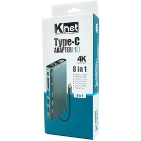 تصویر هاب 8 پورت USB-C کی نتS9 KNET 