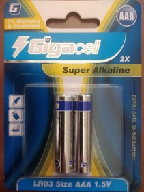 تصویر باتری نیم قلمی گیگاسل مدل Super Alkaline بسته 2 عددی ا Gigacell Super Alkaline AAA Battery Pack of 2 