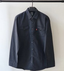 تصویر پیراهن جین سایز بزرگ طوسی تیره کد 2412 