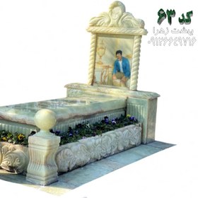 تصویر سنگ قبر لاکچری مرمر سبز طرح خانه دل - کد 63 
