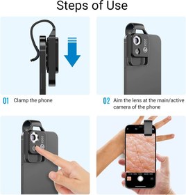 تصویر مینی میکروسکوپ موبایل 200X همراه با LED apexel 200X Phone Mini Pocket Microscope with LED Light