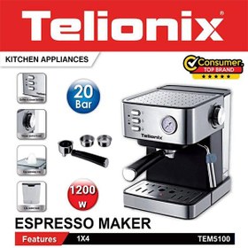 تصویر اسپرسو و قهوه ساز تلیونیکس مدل TEMS5100 ا TEMS5100 TEMS5100 TEMS5100 Espresso and Coffee Maker TEMS5100 TEMS5100 TEMS5100 Espresso and Coffee Maker