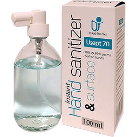 تصویر اسپری ویال ضدعفونی کننده دست و سطوح 70 درصد 100 میل instant-disinfectant-youtab teb pars