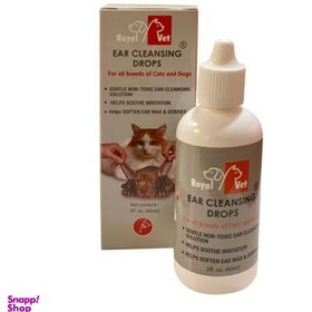 تصویر قطره گوش سگ و گربه رویال وت مدل Ear Cleansing Drops حجم 60 میلی لیتر 