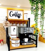 تصویر استند چوبی کافه بار دو رنگ شیک 