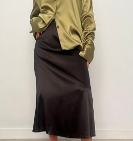 تصویر دامن ساتن مشکی 