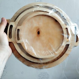 تصویر سینی چوبی گرد سه تکه 