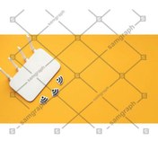 تصویر طرح مودم روتر و وای فای با فضای نوشتن 