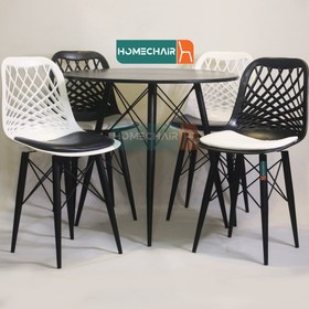 تصویر ست میز و صندلی غذاخوری دایانا ۴ نفره فایبرگلاس با پایه آهنی 