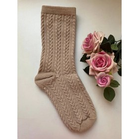 تصویر جوراب ساق بلند نخی زنانه مدل گندمی بسته ی 6 عددی Women Wheat model Socks (6 Pack)