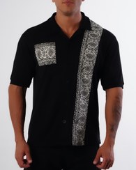 تصویر پیراهن مردانه اسلیم فیت پنبه‌کشی با چاپ دستی چیت اصفهان و طراحی چهار فصل 