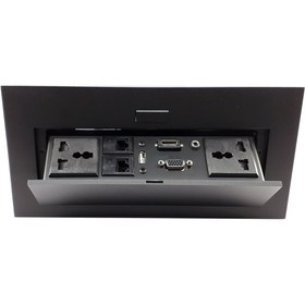 تصویر پنل رومیزی VSP کنفرانس به همراه کابل Conference Table Connectivity and Data Box Pop Up Box