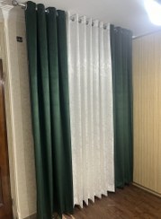 تصویر پرده پانچی پذیرایی حریر پتینه مخمل 