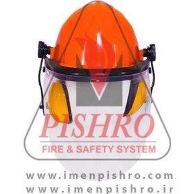 تصویر کلاه ایمنی با گوشی و شیلد 