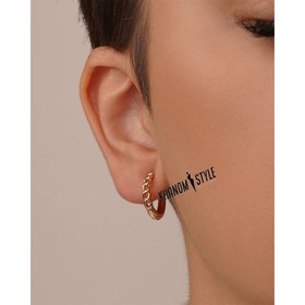 تصویر گوشواره حلقه ای ژوپینگ طرح زنجیری E6019 