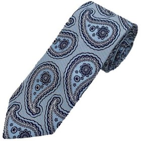تصویر کراوات طرح پیزلی آبی نیروی دریایی مردانه طرح شال | Brianze B00354 