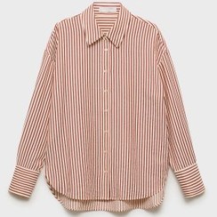 تصویر پیراهن راه راه راسته زنانه نارنجی سوخته منگو 