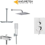 تصویر ست شیرآلات حمام توکار شودر مدل Romer پلاس رنگ کروم مات 