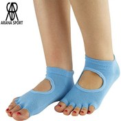 تصویر جوراب بدنسازی جلو باز پیلاتس گلدن استار استپ‌دار | مناسب یوگا و ورزش‌های هوازی Golden Star Open Toe Pilates Gym Socks with Anti-Slip Grip | Yoga & Fitness