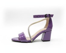 تصویر کفش صندل مجلسی مدل گلزار پاشنه ۵ سانت golzar-purple-patent-sandals