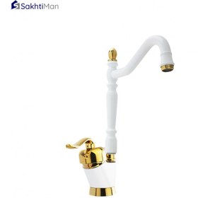 تصویر ست کامل شیرآلات قاصدک مدل قاجاری رنگ سفید طلایی 