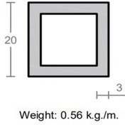 تصویر پروفیل قوطی آلومینیوم 3×20×20 