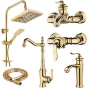 تصویر ست شیرآلات طلایی فراست پویا مدل هلن 