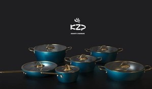 تصویر سرویس قابلمه 12پارچه kzp _ مشکی 12-piece kzp pot service - black