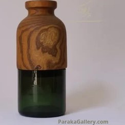 تصویر گلدان دو تیکه چوب و شیشه بزرگ 