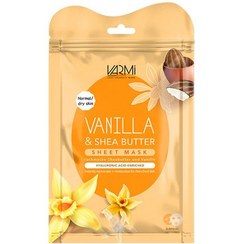 تصویر ماسک ورقه ای آبرسان وانیل و شی باتر پوست نرمال و خشک وارمی 2 عددی Moisturizing sheet mask with vanilla and shea butter for normal and dry skin Varmi, 2 pieces