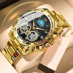 تصویر ساعت مچی مردانه بین باند مدل B4833 بند طلایی ضدآب 