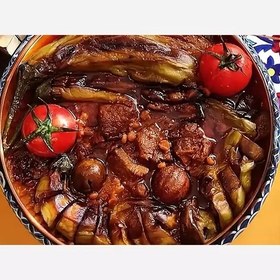 تصویر چلو خورش بادمجان خانگی 