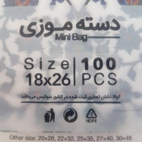 تصویر کیسه خرید کوالا 26در18 کیسه فروشگاهی بسته 100 عددی کیسه خرید دسته موزی نایلونی کوالا کیسه خرید نایلون خانه سلام 