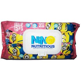 تصویر دستمال مرطوب کودک مینیون درب دار نینو nino baby wipes