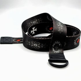 تصویر کمربندهای چاپ‌دار با الهام از Chrome Hearts و نمادهای آمریکایی | طراحی گرافیکی جسورانه و با کیفیت Printed Belts Inspired by Chrome Hearts and American Symbols | Bold Graphic Design with Premium Quality