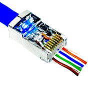 تصویر سوکت کابل شبکه CAT6 SFTP میان گذر ته باز OPEN END بسته 5 عددی 