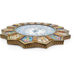 تصویر ساعت دیواری خورشیدی خاتم کاری (قطر 47س) 