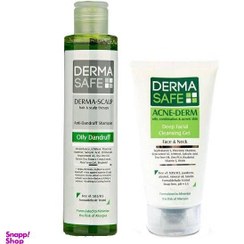 تصویر شامپو سر و بدن درماسیف (Dermasafe) مدل Acne Derm و ژل شستشوی صورت حجم 200 میلی لیتر 