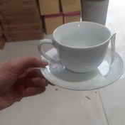 تصویر سرویس فنجان نعلبکی سفید 12 پارچه چینی تقدیس با کیفیت عالی مناسب چای کاپوچینو و... 
