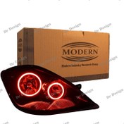 تصویر چراغ جلو اسپرت تیبا برند مدرن و جمع ساز مدل حلقه نعون بسته دو عددی - مدرن / قرمز / داخل مشکی 