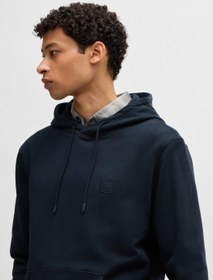 تصویر هودی کتان تری با پچ لوگو برند boss Cotton-terry hoodie with logo patch